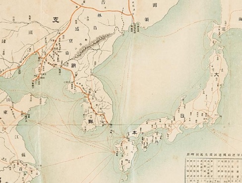 <동양철도 및 항로연락도>, 1905년 5월 25일 국민신문 부록, 대한민국역사박물관